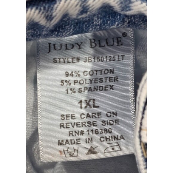 Judy Blue Denim Shorts Embroidered Cherries Distressed Stonewashed Plus Size 1XL - Picture 4 of 16